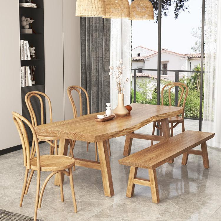 Rectangle Wood Color Dining Table Solid Wood Table Modern Style with 4 Legs