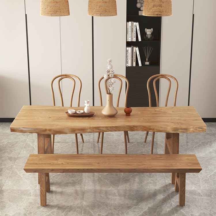 Rectangle Wood Color Dining Table Solid Wood Table Modern Style with 4 Legs