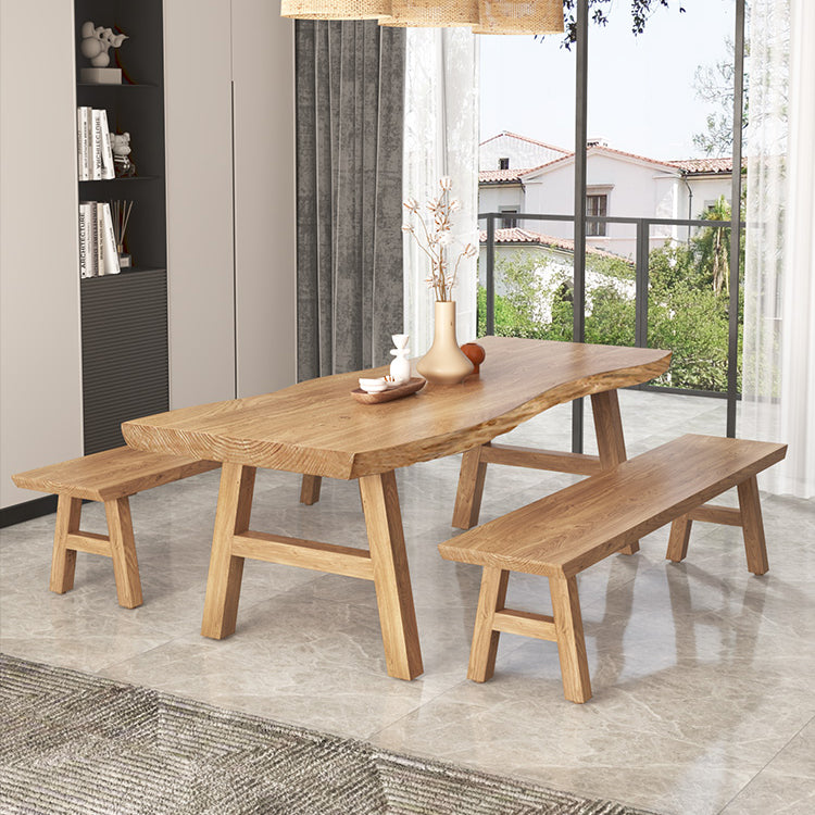 Rectangle Wood Color Dining Table Solid Wood Table Modern Style with 4 Legs