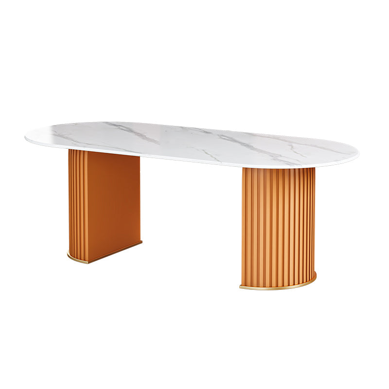 Oval Double Pedestal Dining Table Stone Furniture for Dining Room Home