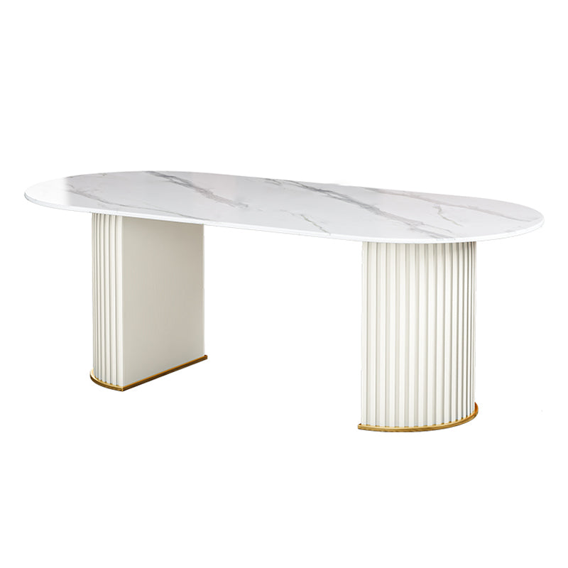 Oval Double Pedestal Dining Table Stone Furniture for Dining Room Home