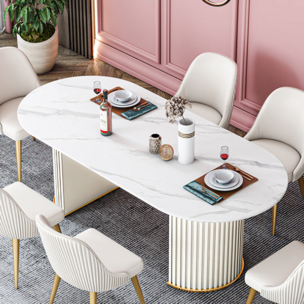 Oval Double Pedestal Dining Table Stone Furniture for Dining Room Home