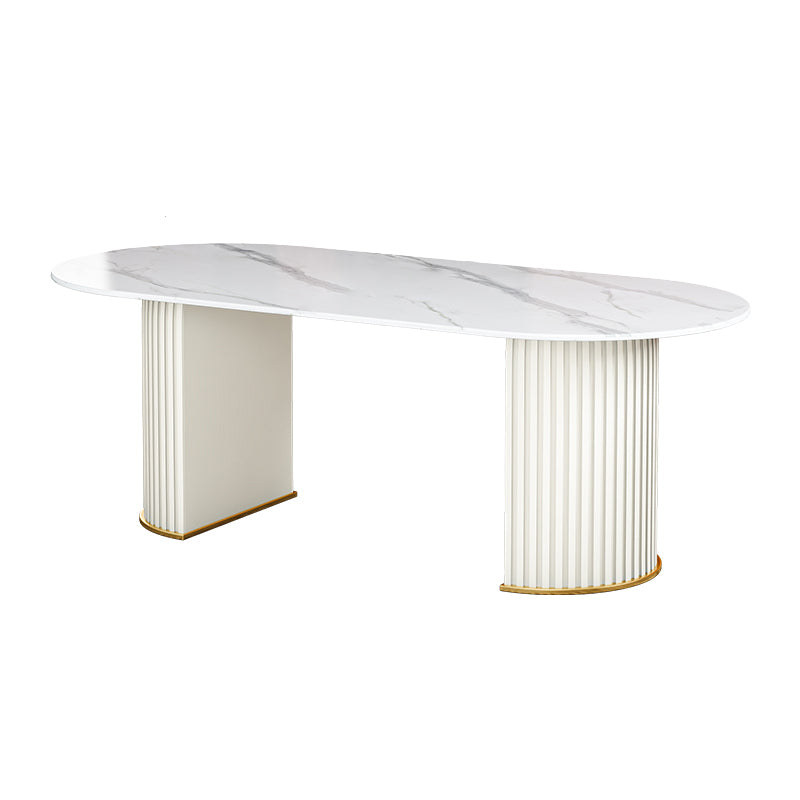 Oval Double Pedestal Dining Table Stone Furniture for Dining Room Home