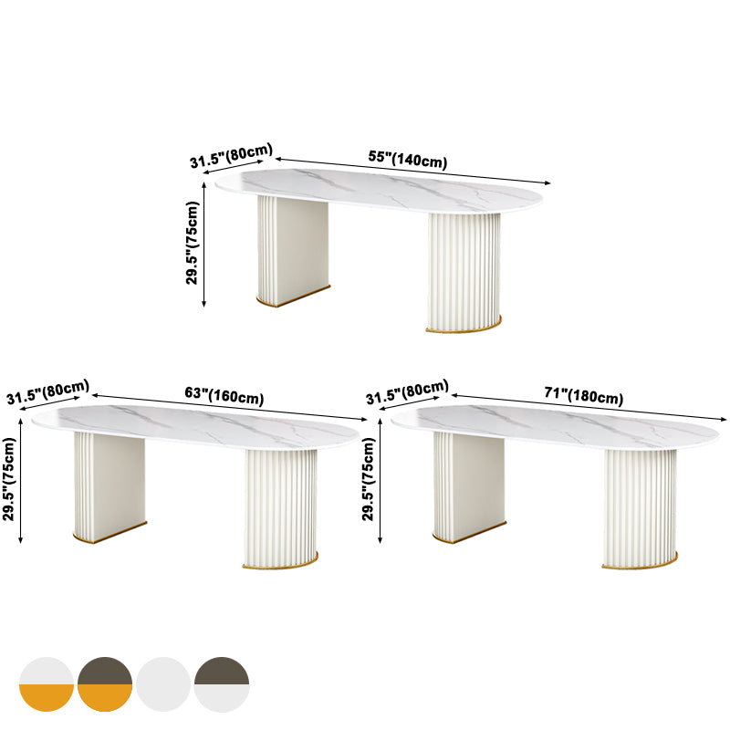 Oval Double Pedestal Dining Table Stone Furniture for Dining Room Home