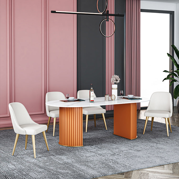 Oval Double Pedestal Dining Table Stone Furniture for Dining Room Home