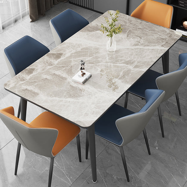 Sintered Stone Two-Color Dining Table Simplicity 4 Legs Table for Dining Room