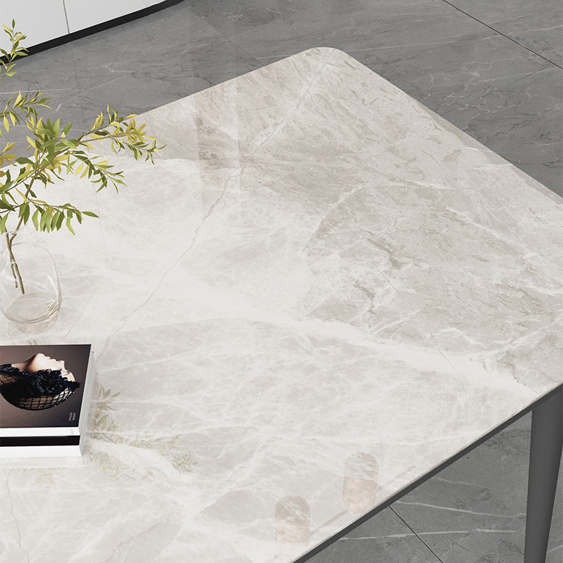 Sintered Stone Two-Color Dining Table Simplicity 4 Legs Table for Dining Room