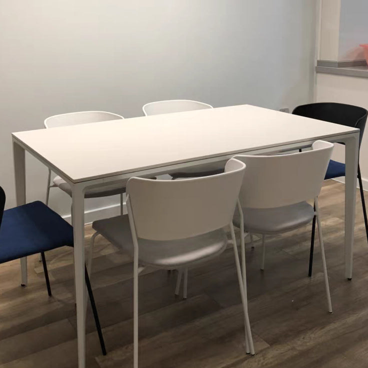 Rectangle Sintered Stone White Dining Table Simplicity 4 Legs Table for Dining Room