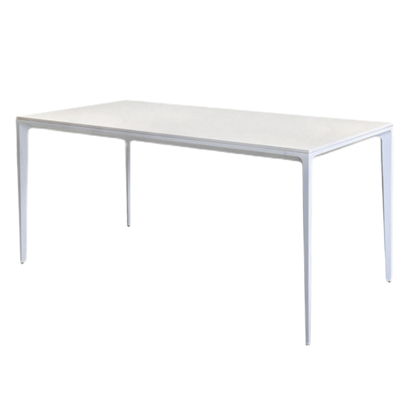 Rectangle Sintered Stone White Dining Table Simplicity 4 Legs Table for Dining Room