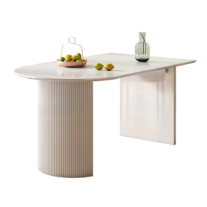 Metal Contemporary Free Form Dining Table White Sintered Stone Table for Dining Room and Kitchen