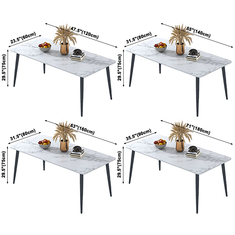 Contemporary White Standard Dining Table Sintered Stone Rectangle Dining Table with 4 Legs Base