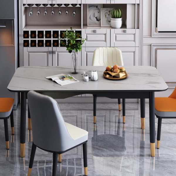 Modern Sintered Stone Standard Dining Table Rectangle Kitchen Dining Table with 4 Legs Base