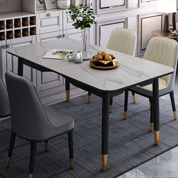 Modern Sintered Stone Standard Dining Table Rectangle Kitchen Dining Table with 4 Legs Base