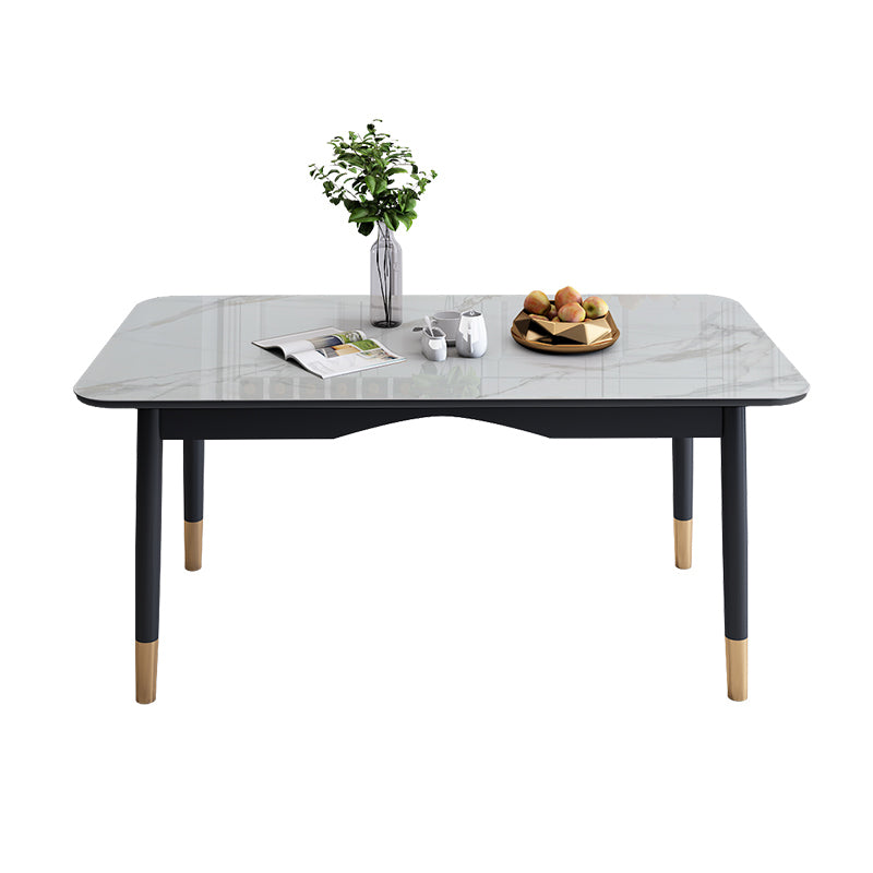Modern Sintered Stone Standard Dining Table Rectangle Kitchen Dining Table with 4 Legs Base