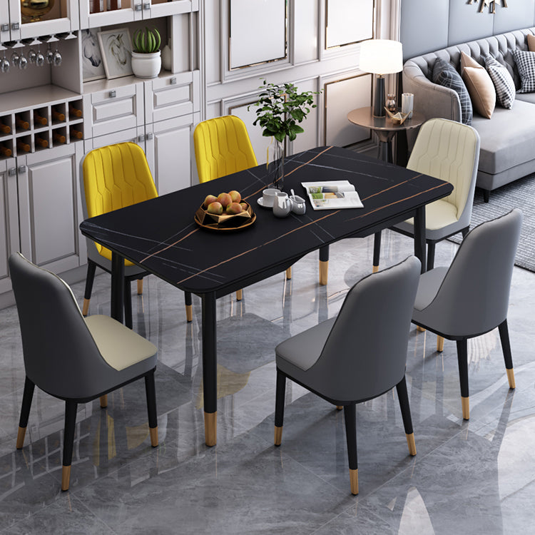 Modern Sintered Stone Standard Dining Table Rectangle Kitchen Dining Table with 4 Legs Base