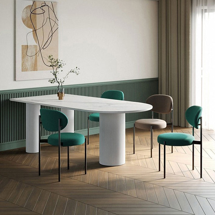 Metal Contemporary Free Form Table Sintered Stone Table for Dining Room