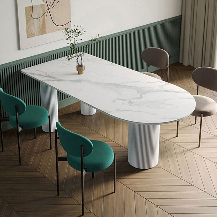 Tavolo da tavolo in pietra sinterizzato in metallo contemporaneo per sala da pranzo