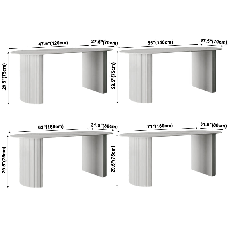 Metal Modern Oval Dining Table White Sintered Stone Table for Dining Room and Kitchen