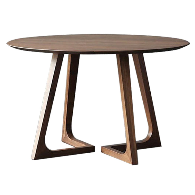 Solid Wood Round Dining Table Modern Contemporary Kitchen Wood Table with Double Pedestal