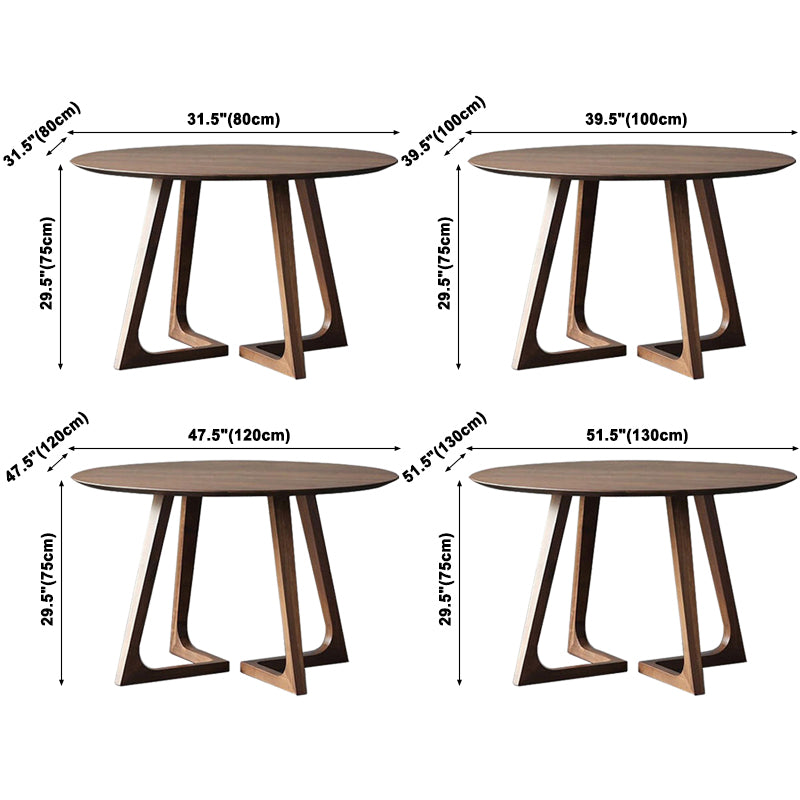 Solid Wood Round Dining Table Modern Contemporary Kitchen Wood Table with Double Pedestal
