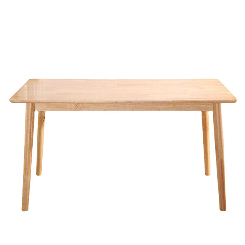 Mesa de comedor de estilo simple madera de goma de madera maciza con 4 patas mesa base en color de madera