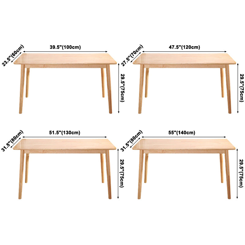Mesa de comedor de estilo simple madera de goma de madera maciza con 4 patas mesa base en color de madera
