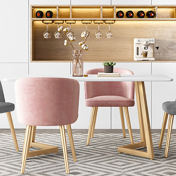 Modern White Kitchen Dining Table Sintered Stone Rectangle Shape Dining Table with Double Pedestal