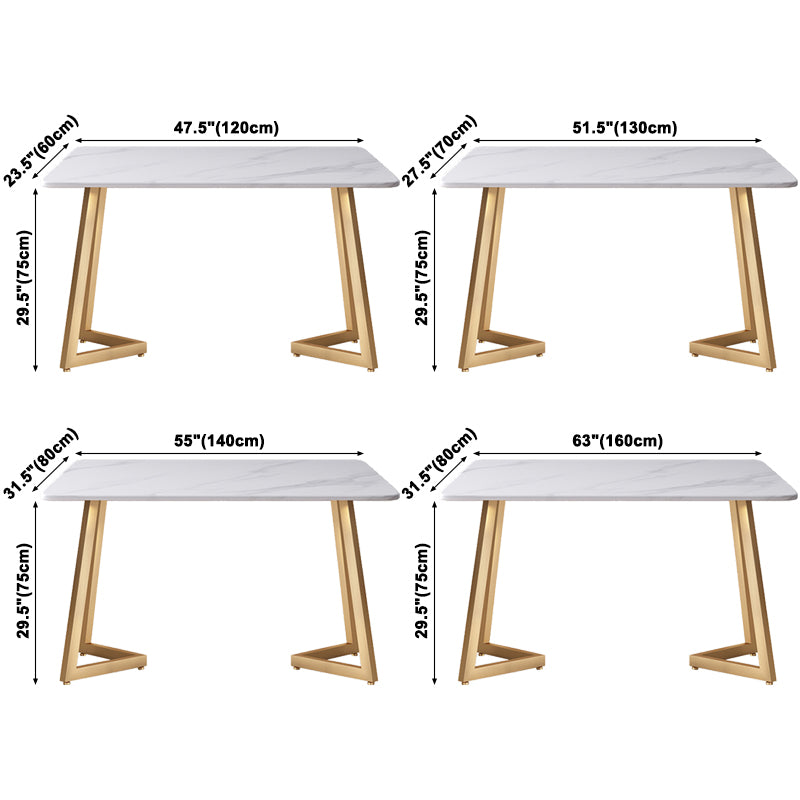 Mesa de comedor de cocina blanca moderna Mesa de comedor de forma rectangular de piedra sinterizada con pedestal doble