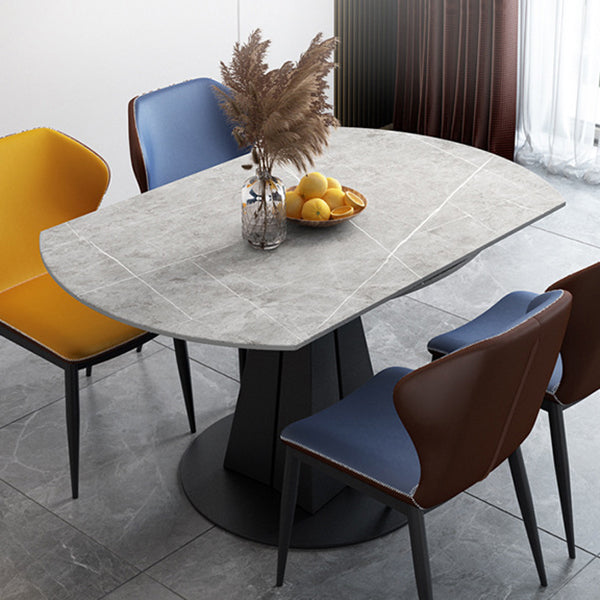 Tavolo da pranzo in pietra sinterizzato in stile moderno tavolo rotondo grigio con piedistallo