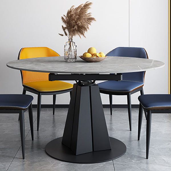 Tavolo da pranzo in pietra sinterizzato in stile moderno tavolo rotondo grigio con piedistallo