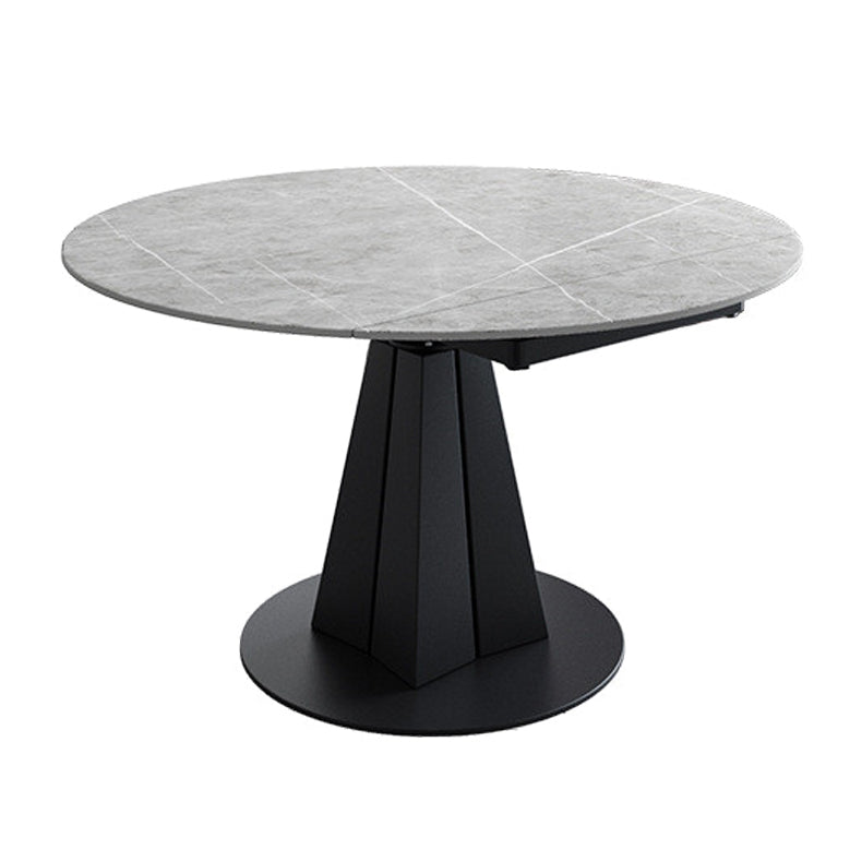 Tavolo da pranzo in pietra sinterizzato in stile moderno tavolo rotondo grigio con piedistallo