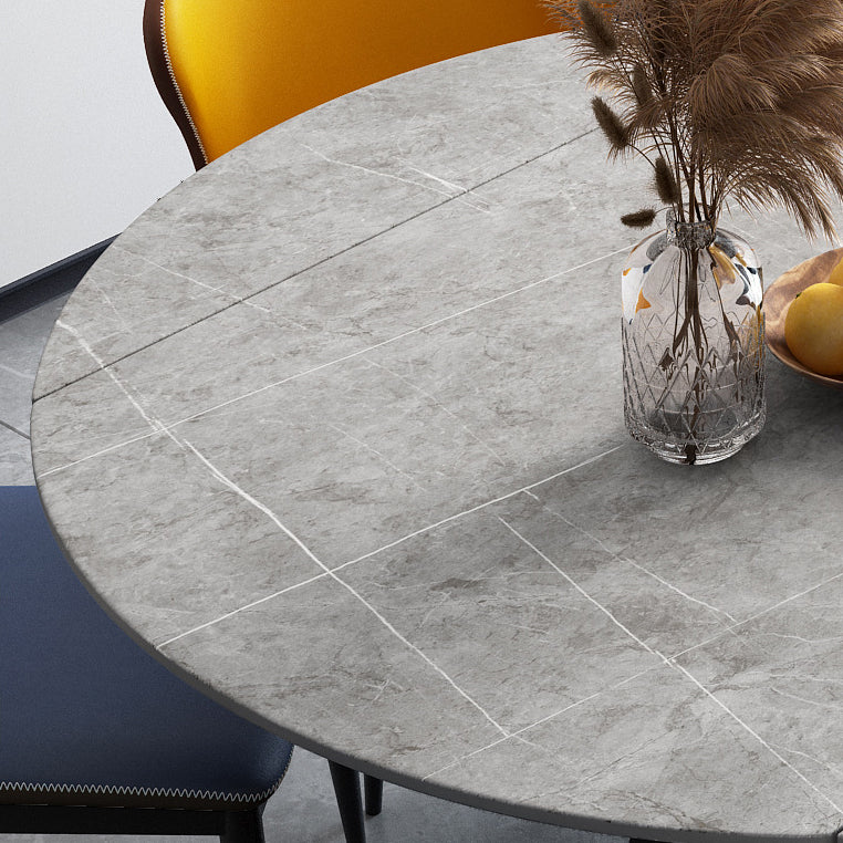 Tavolo da pranzo in pietra sinterizzato in stile moderno tavolo rotondo grigio con piedistallo