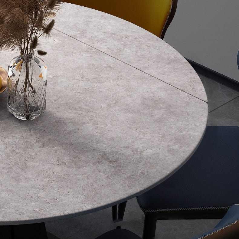 Tavolo da pranzo in pietra sinterizzato in stile moderno tavolo rotondo grigio con piedistallo