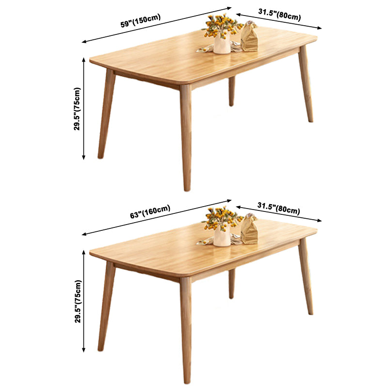 Rectangular Modern Solid Wood Dining Table Natural Finish Dining Furniture with Four-leg