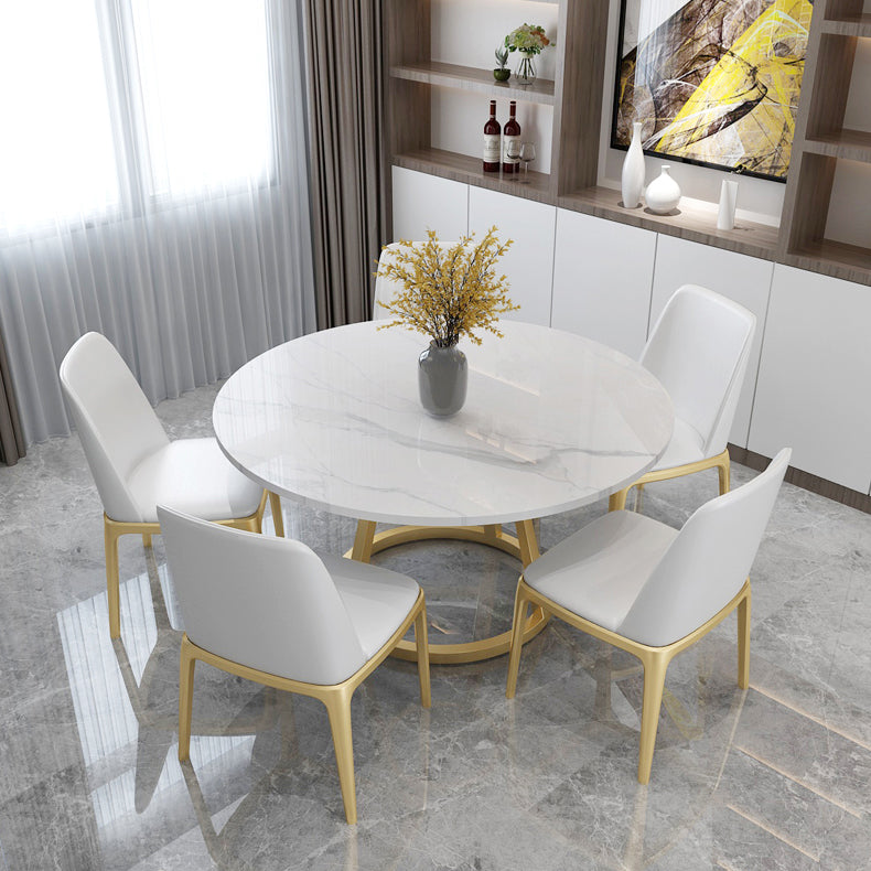 Tavolo da pranzo rotondo contemporaneo bianco sinterizzato in pietra tavolo da pranzo con base di piedistallo
