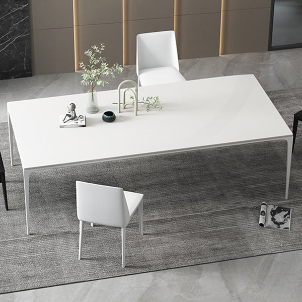 Modern White Sintered Stone Dining Table Rectangle Home Use Table with 4 Legs