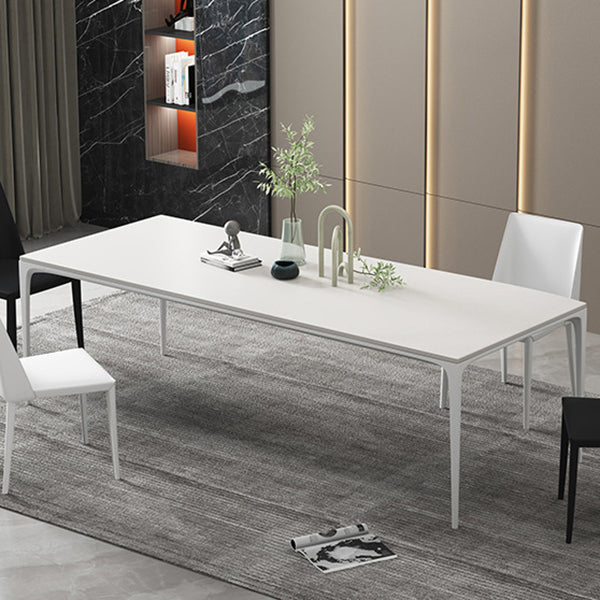 Modern White Sintered Stone Dining Table Rectangle Home Use Table with 4 Legs