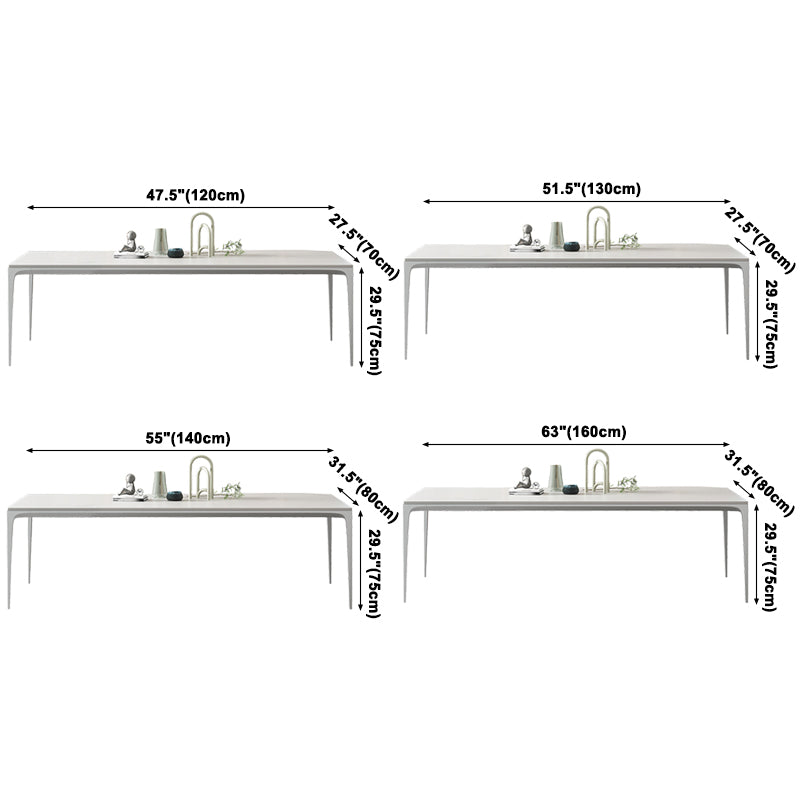 Modern White Sintered Stone Dining Table Rectangle Home Use Table with 4 Legs