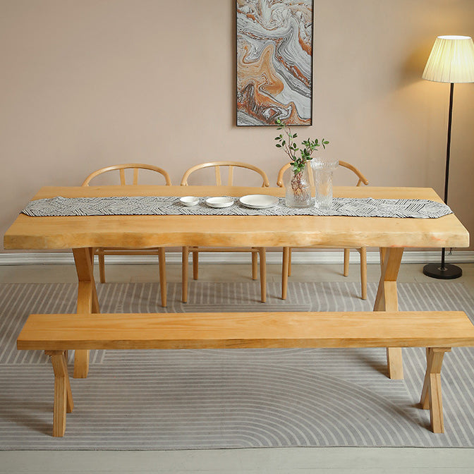 Rectangle Solid Wood Dining Table Modern Contemporary Kitchen Wood Table with Double Pedestal