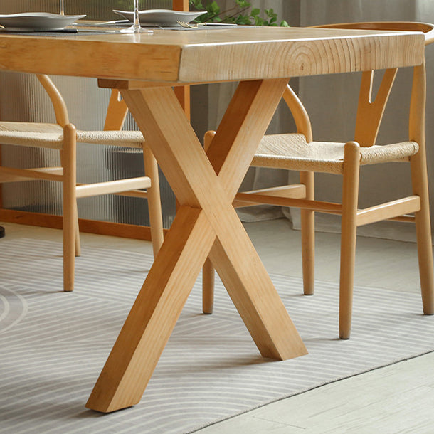 Rectangle Solid Wood Dining Table Modern Contemporary Kitchen Wood Table with Double Pedestal