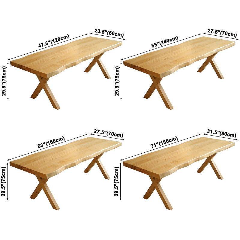 Rectangle Solid Wood Dining Table Modern Contemporary Kitchen Wood Table with Double Pedestal