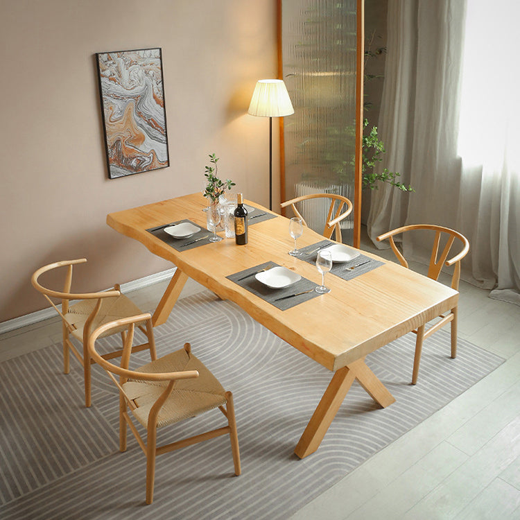 Rectangle Solid Wood Dining Table Modern Contemporary Kitchen Wood Table with Double Pedestal
