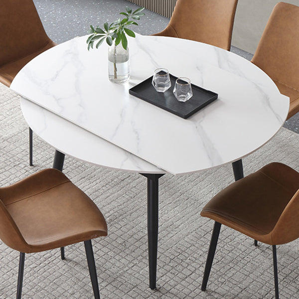 Mesa de comedor de piedra sinterizada de estilo moderno mesa redonda blanca con 4 patas