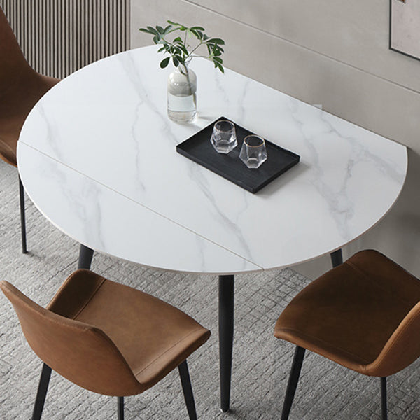 Mesa de comedor de piedra sinterizada de estilo moderno mesa redonda blanca con 4 patas
