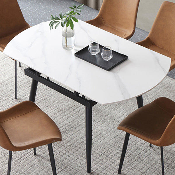 Mesa de comedor de piedra sinterizada de estilo moderno mesa redonda blanca con 4 patas