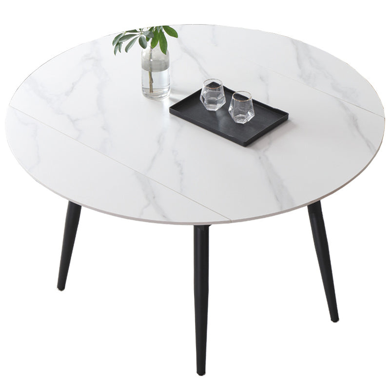 Mesa de comedor de piedra sinterizada de estilo moderno mesa redonda blanca con 4 patas