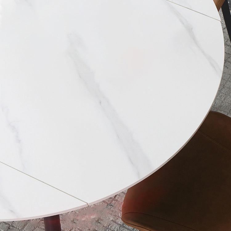 Mesa de comedor de piedra sinterizada de estilo moderno mesa redonda blanca con 4 patas