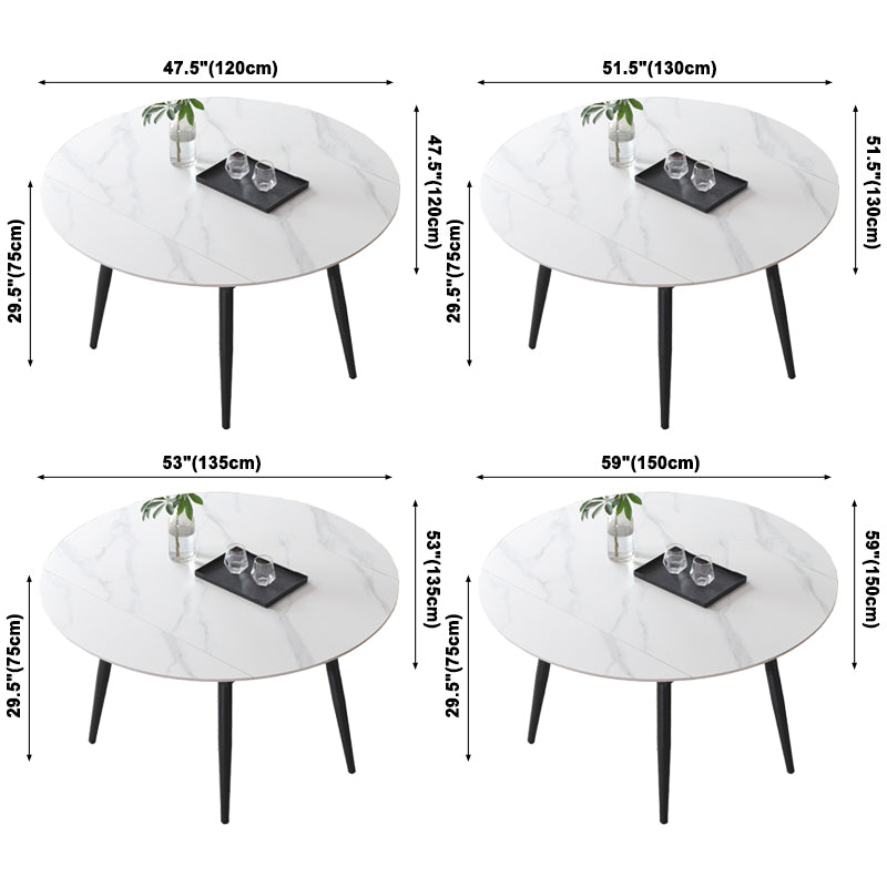 Mesa de comedor de piedra sinterizada de estilo moderno mesa redonda blanca con 4 patas