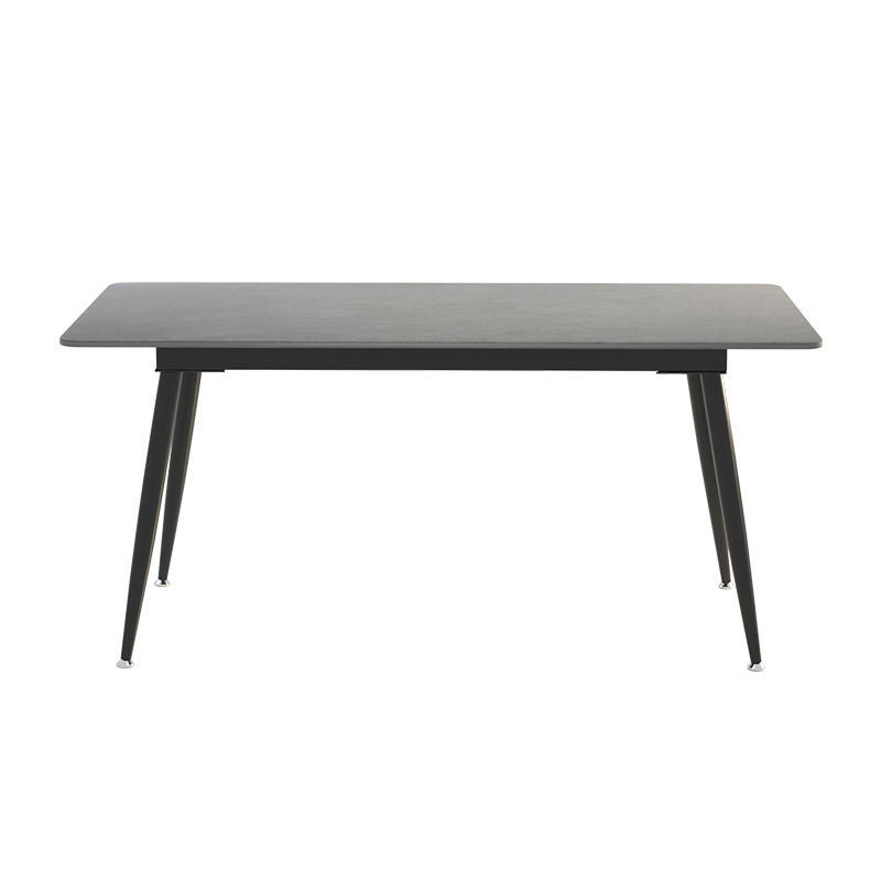 Sintered Stone Rectangular Dining Table Contemporary with Four Legs Base Table in Black