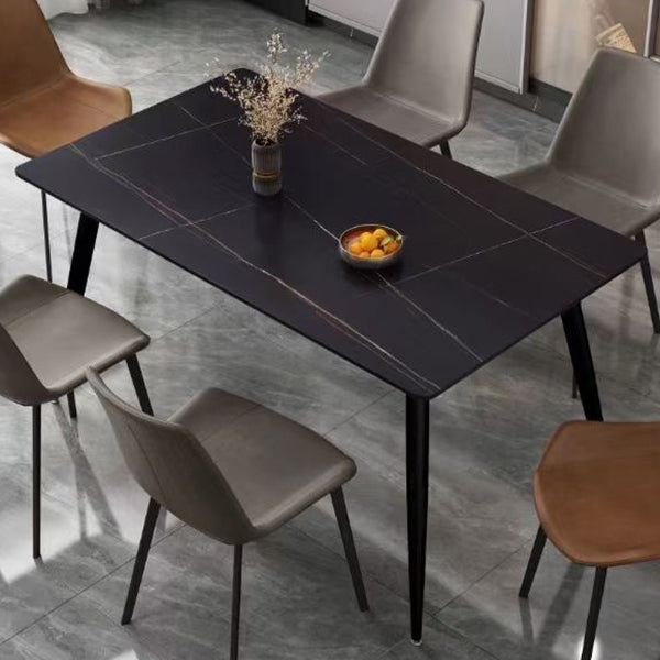 Meubles modernes en pierre frittée de table à manger de rectangle avec la base métallique